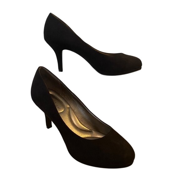 Kelly & Katie Womens Black Faux Suede Round Toe Pumps Size 8.5 W - Picture 2 of 9